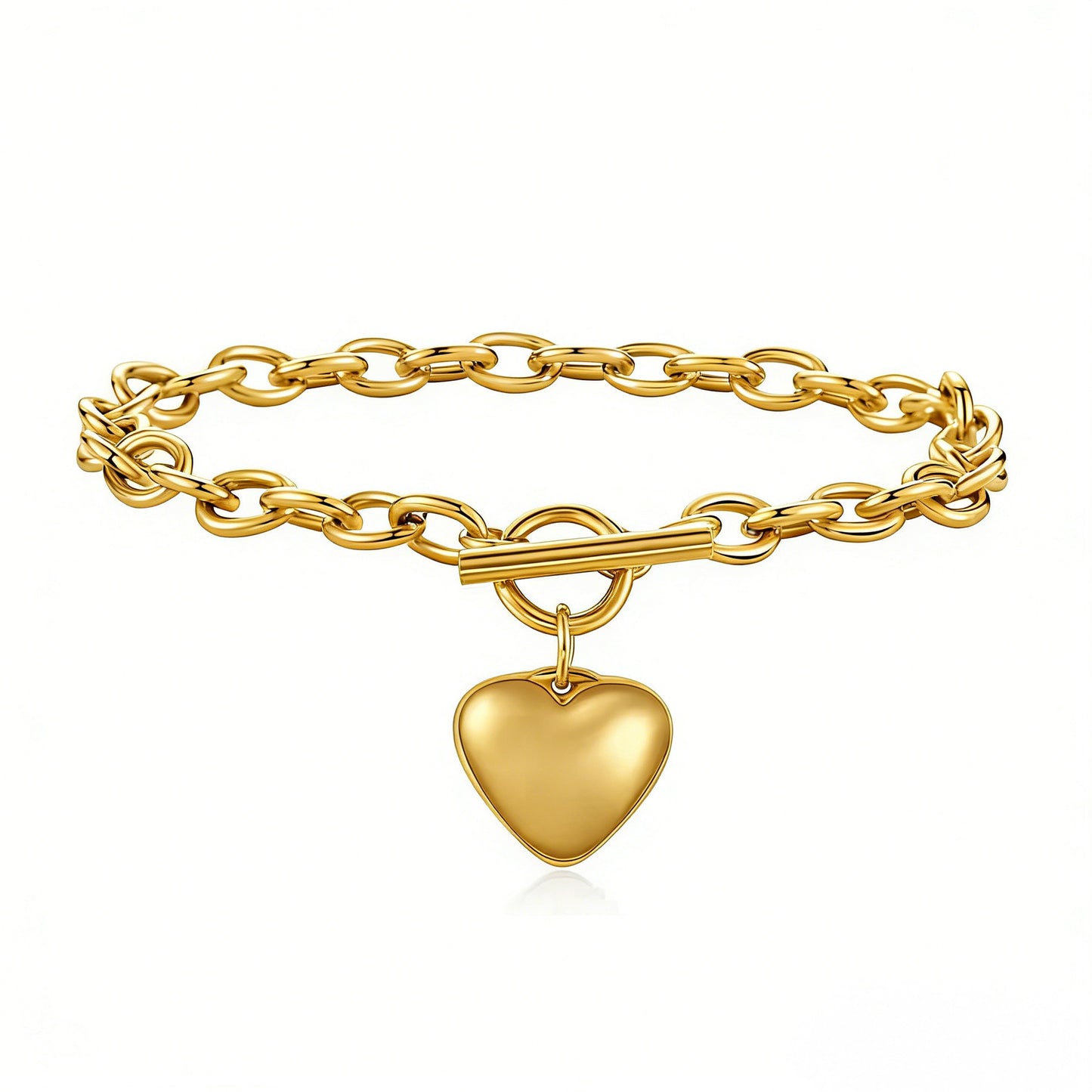 Sweet Heart Shape Bracelet For Women Made Of 304 Stainless Steel In Silver, 1 Piece