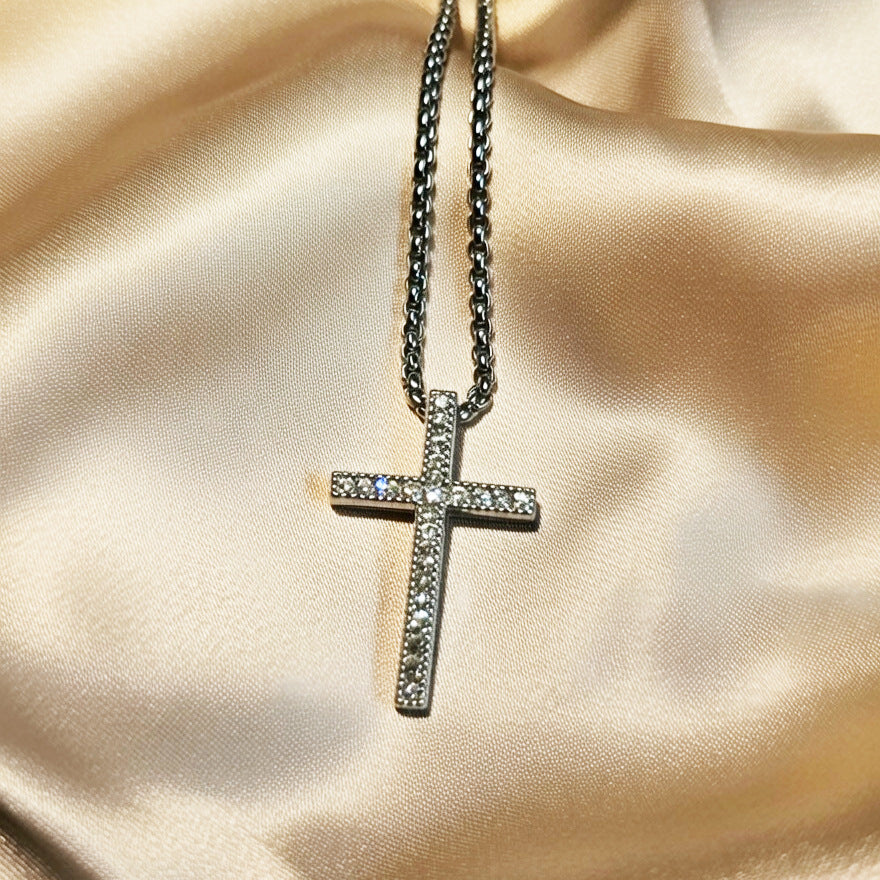 Hip-Hop Style Cross Necklace In Rose Gold, Perfect For Everyday Wear
