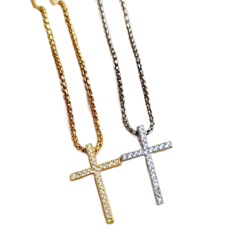 Hip-Hop Style Cross Necklace In Rose Gold, Perfect For Everyday Wear
