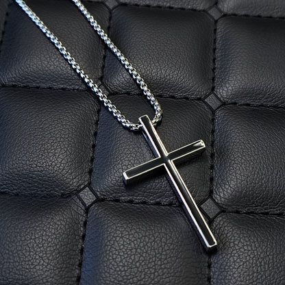 Silver Cross Necklace For Men And Women, Made Of Durable 304 Stainless Steel