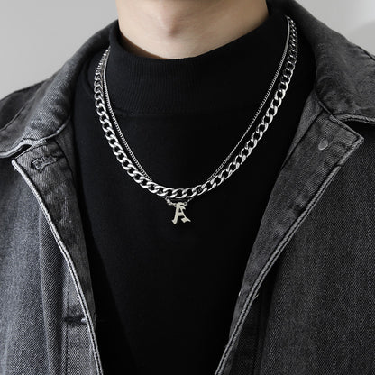 Hip-Hop Jewelry Set Featuring Letter Pattern For Stylish Urban Look