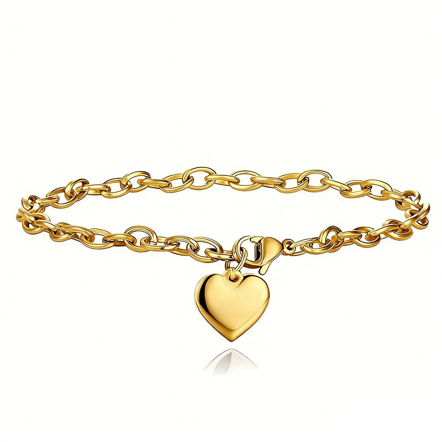 Sweet Heart Shape Bracelet For Women Made Of 304 Stainless Steel In Silver, 1 Piece