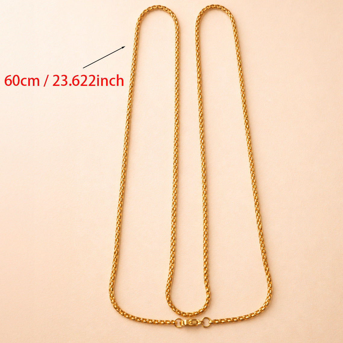 For Necklace In Golden Iron Featuring A Durable Box Chain Design