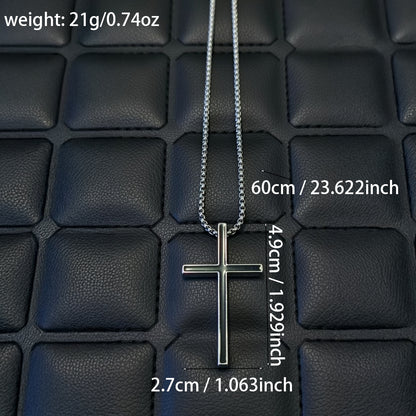Silver Cross Necklace For Men And Women, Made Of Durable 304 Stainless Steel