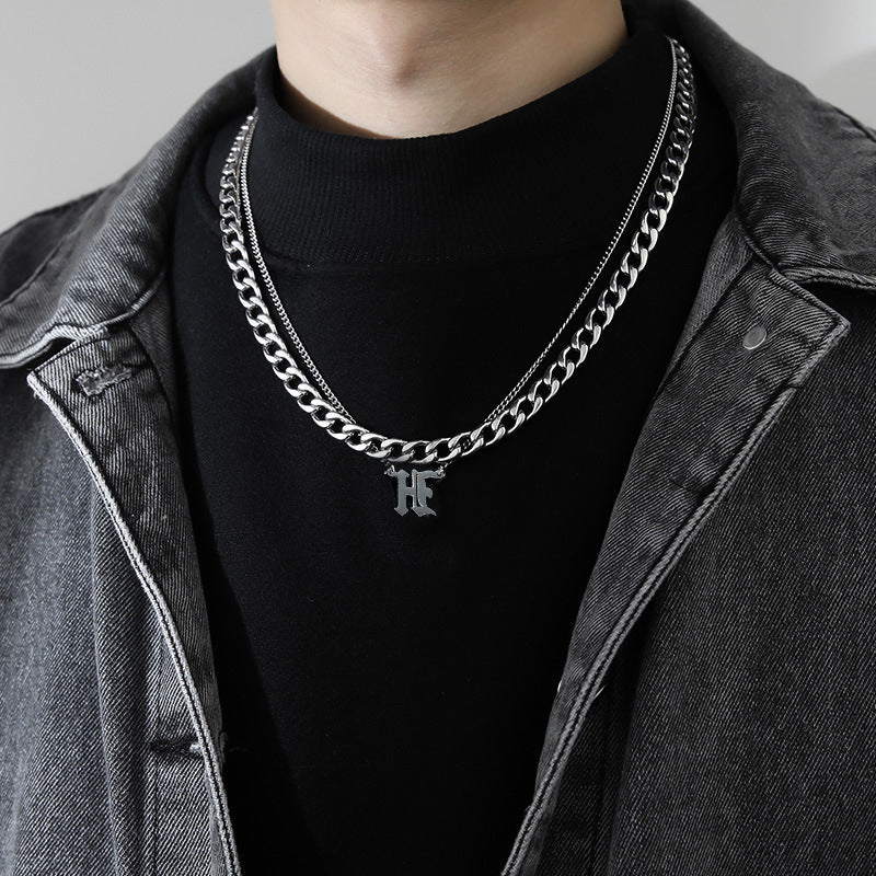 Hip-Hop Jewelry Set Featuring Letter Pattern For Stylish Urban Look