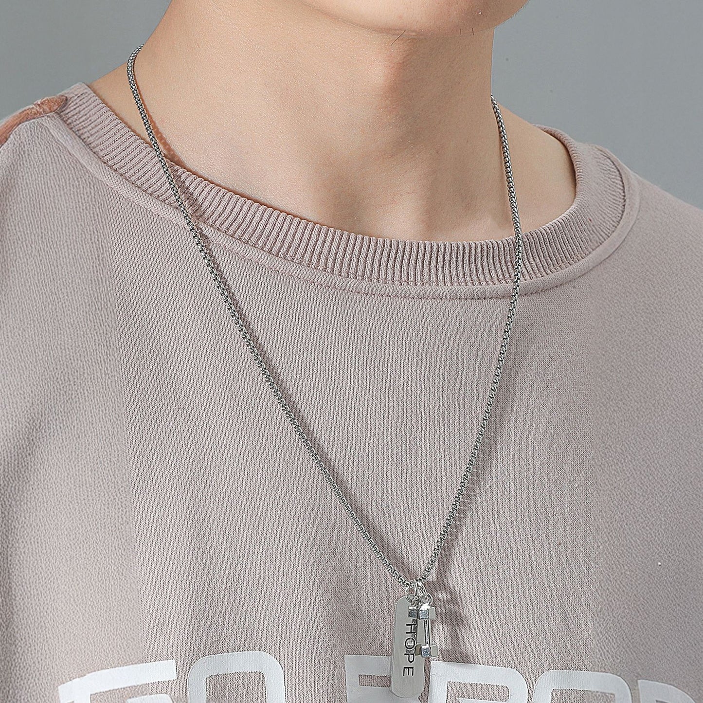 For Men’s Necklace In Silver Zinc Alloy, 1 Piece Stylish Accessory