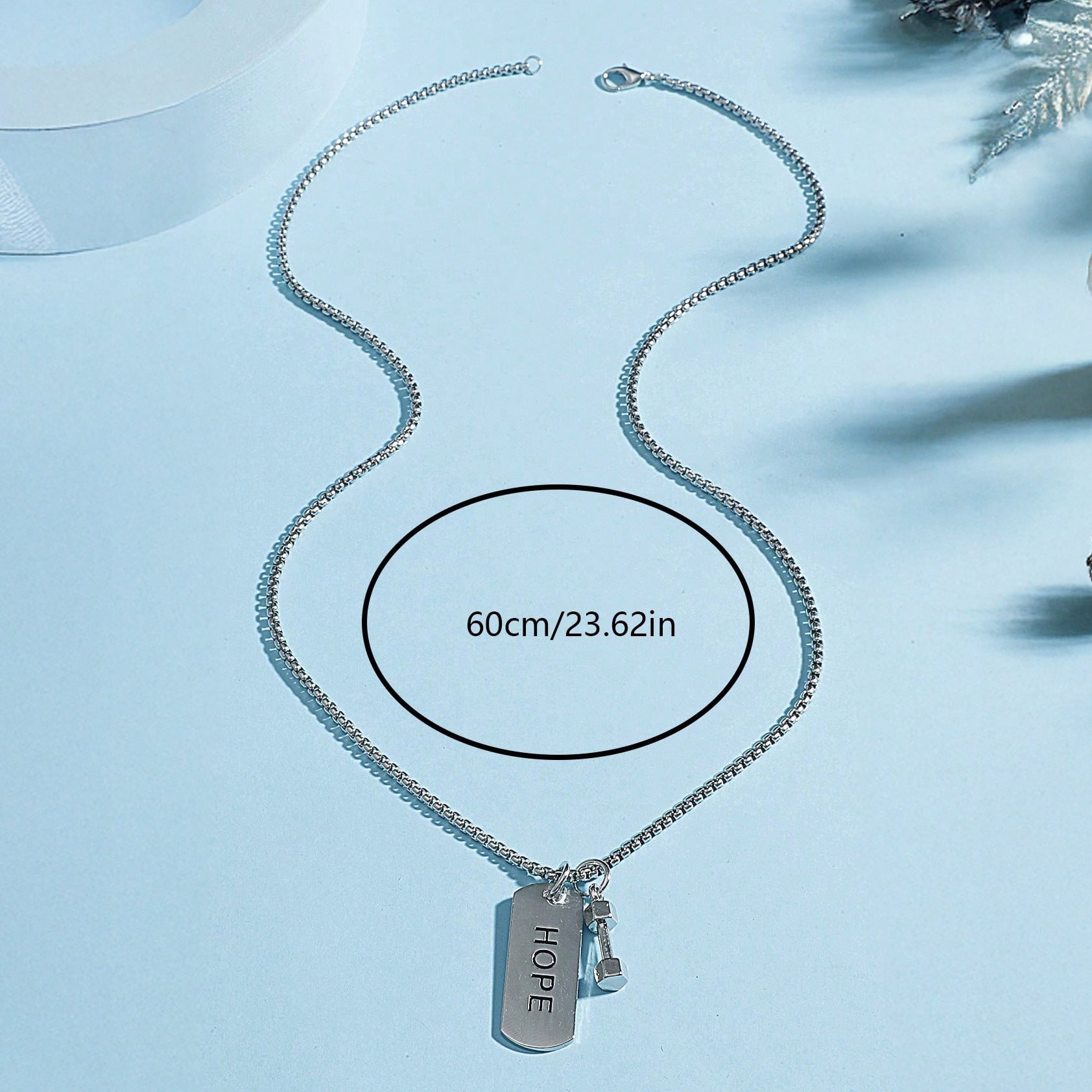 For Men’s Necklace In Silver Zinc Alloy, 1 Piece Stylish Accessory