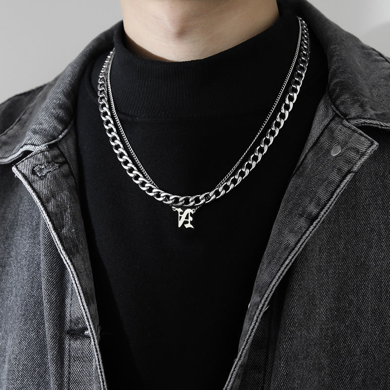 Hip-Hop Jewelry Set Featuring Letter Pattern For Stylish Urban Look