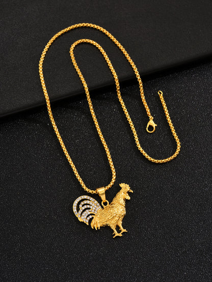 Golden Hip-Hop Animal Pendant For Stylish Looks Made With Durable Alloy Material