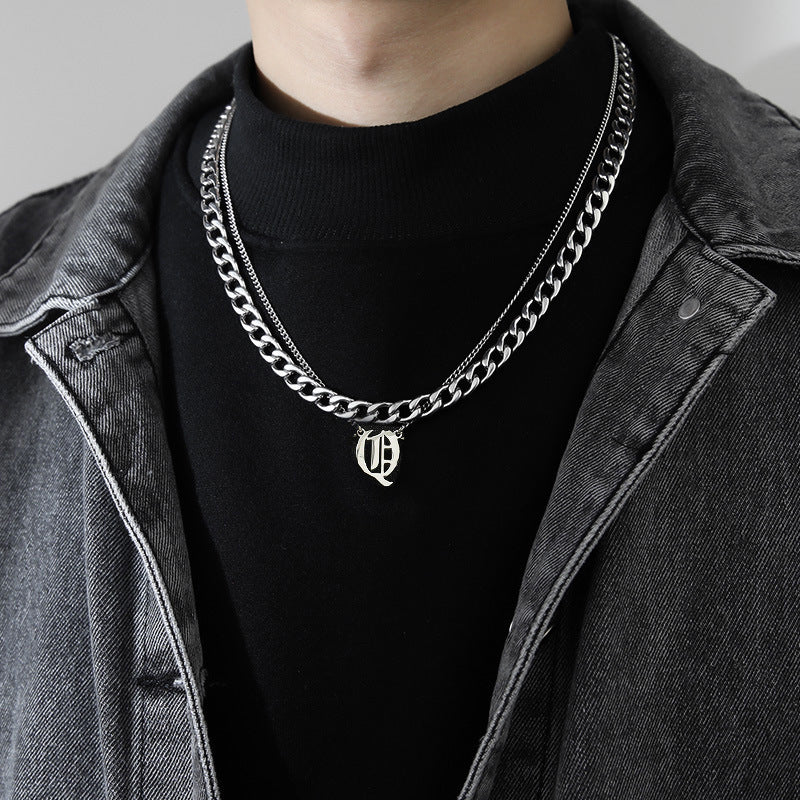 Hip-Hop Jewelry Set Featuring Letter Pattern For Stylish Urban Look