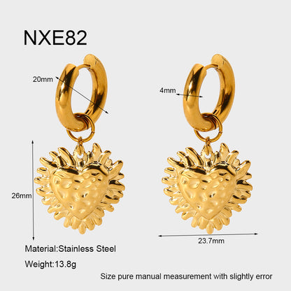 Moon Pattern Hammered Earrings For Women In 304 Stainless Steel With 18K Real Gold Plated Finish