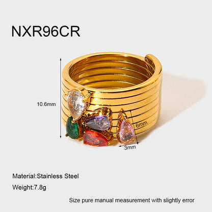 Water Droplets Ring For Women Featuring Zircon Inlay And 18K Real Gold Plated Finish In Golden