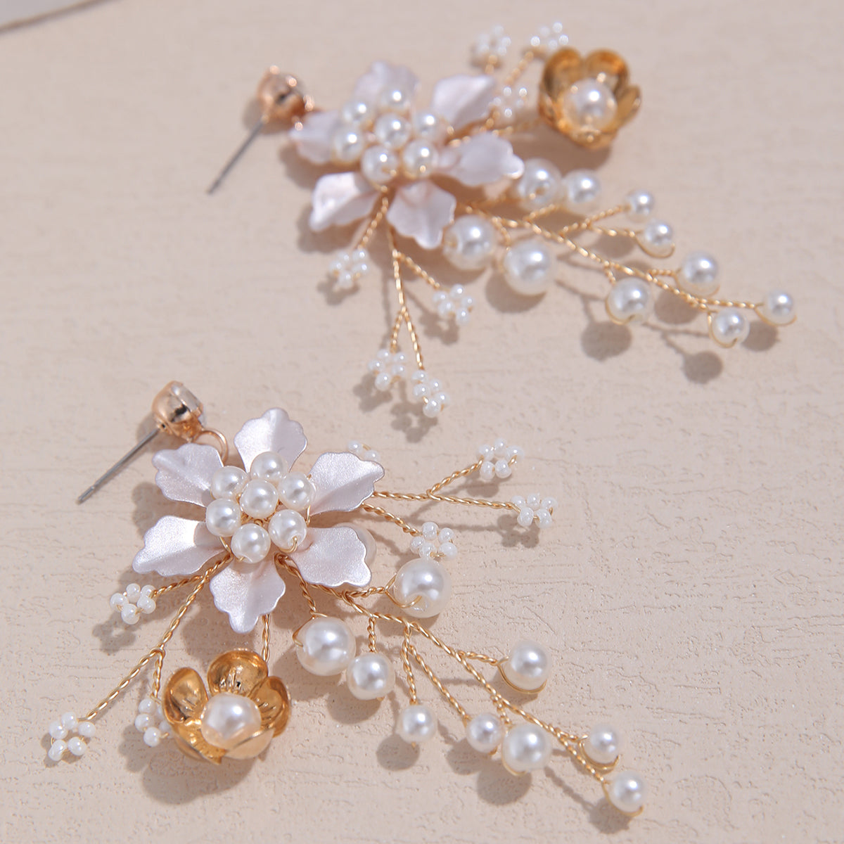 Vintage Style Handmade Copper Wedding Earrings For Women With Rhinestones, 1 Pair