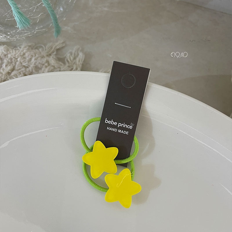 Pentagram Hair Tie In New Style Featuring Durable Resin Material, Available In Bright Yellow