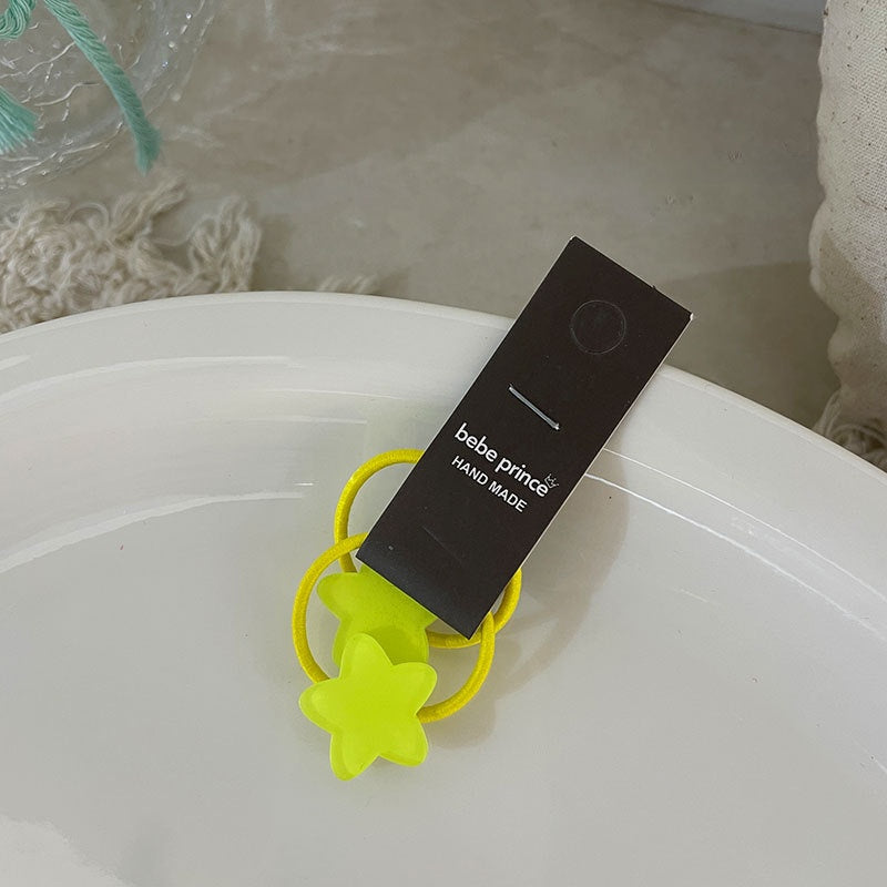 Pentagram Hair Tie In New Style Featuring Durable Resin Material, Available In Bright Yellow