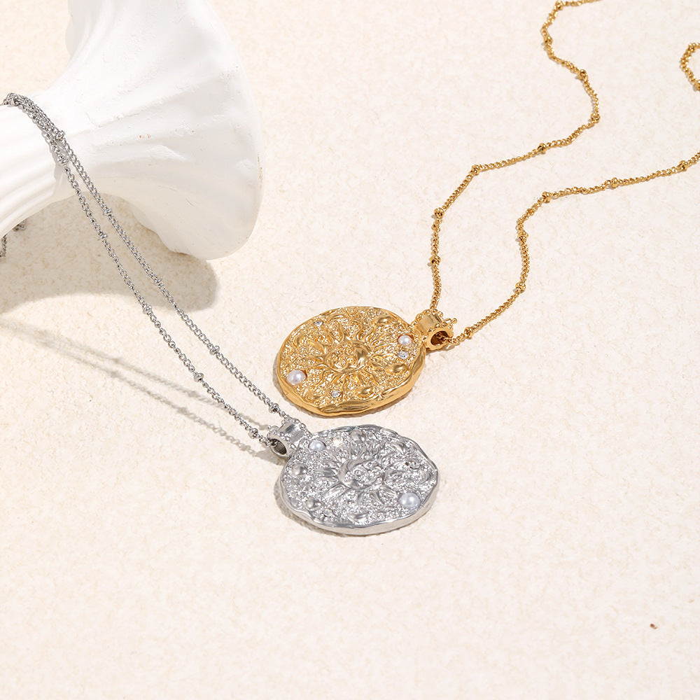 Sun Necklace For Women In 304 Stainless Steel Featuring 18K Real Gold Plated Finish, Available In Golden