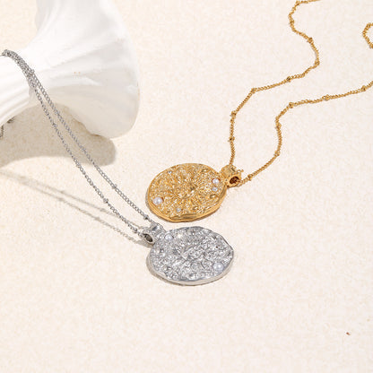 Sun Necklace For Women In 304 Stainless Steel Featuring 18K Real Gold Plated Finish, Available In Golden