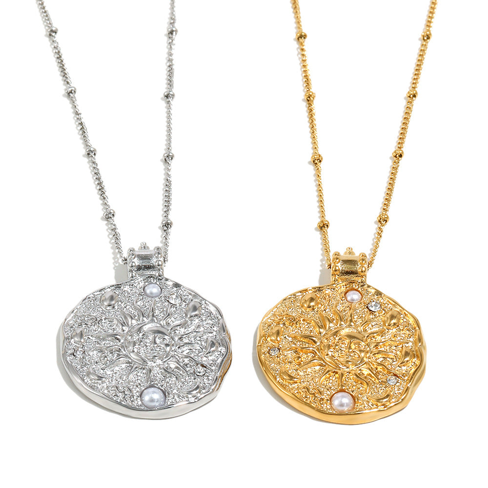 Sun Necklace For Women In 304 Stainless Steel Featuring 18K Real Gold Plated Finish, Available In Golden