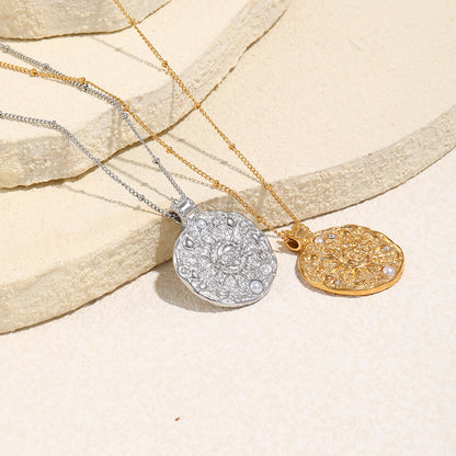 Sun Necklace For Women In 304 Stainless Steel Featuring 18K Real Gold Plated Finish, Available In Golden