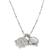 White Jade Pendant Necklace-Steel Color