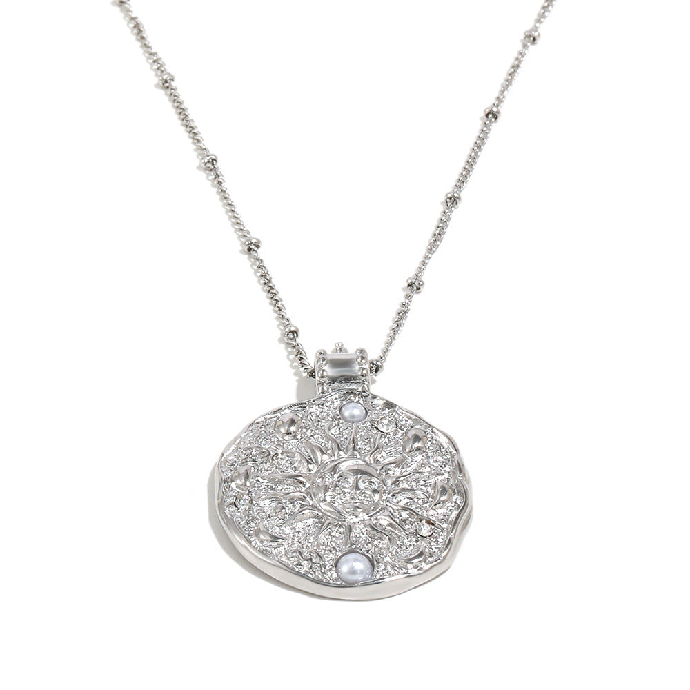 Sun Necklace For Women In 304 Stainless Steel Featuring 18K Real Gold Plated Finish, Available In Golden