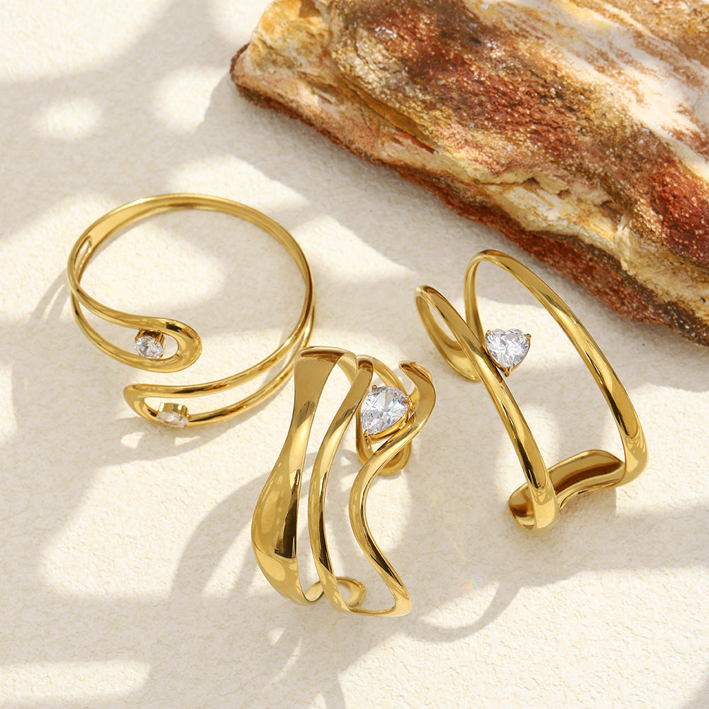 Heart Shape Bangle For Women Featuring 18K Real Gold Plated Finish In Elegant Golden Tone