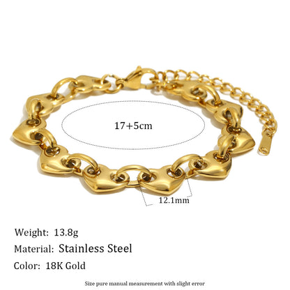 Heart Shape Bracelet For Women In Golden 304 Stainless Steel