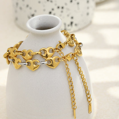 Heart Shape Bracelet For Women In Golden 304 Stainless Steel