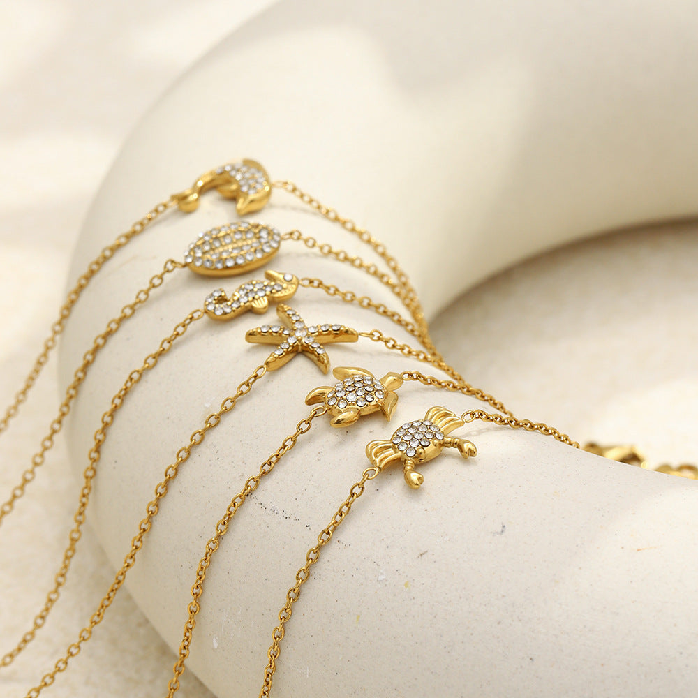 Ocean Bracelet For Women Featuring 18K Real Gold Plated Design In Elegant Golden Tone
