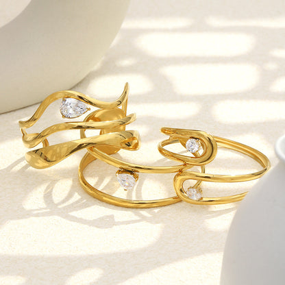 Heart Shape Bangle For Women Featuring 18K Real Gold Plated Finish In Elegant Golden Tone