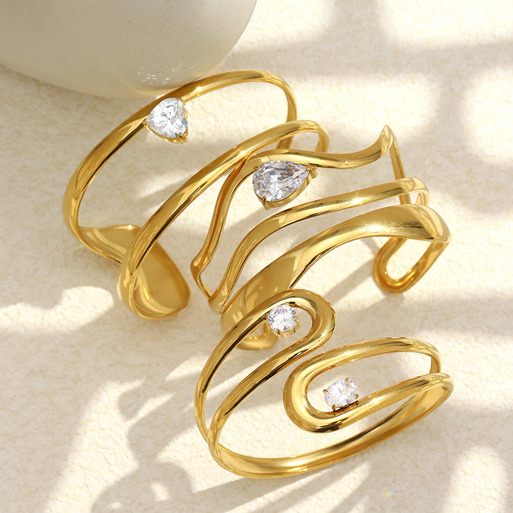 Heart Shape Bangle For Women Featuring 18K Real Gold Plated Finish In Elegant Golden Tone