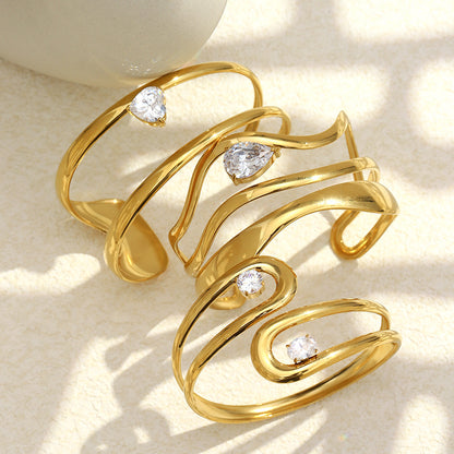 Heart Shape Bangle For Women Featuring 18K Real Gold Plated Finish In Elegant Golden Tone