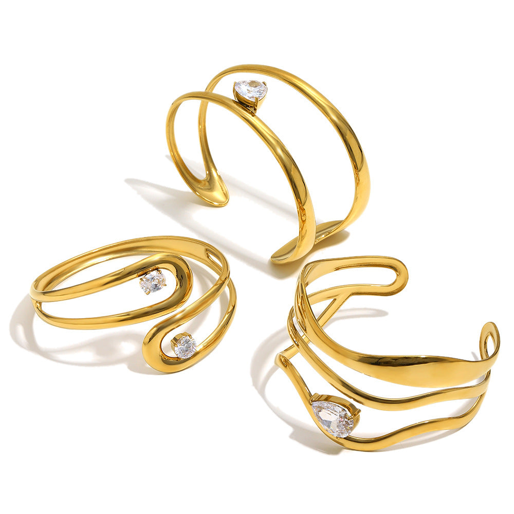 Heart Shape Bangle For Women Featuring 18K Real Gold Plated Finish In Elegant Golden Tone