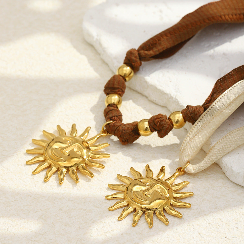 Sun Necklace For Women Featuring 18K Real Gold Plated Finish In Elegant Golden Tone