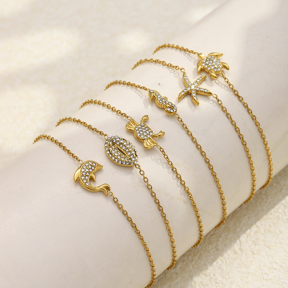 Ocean Bracelet For Women Featuring 18K Real Gold Plated Design In Elegant Golden Tone