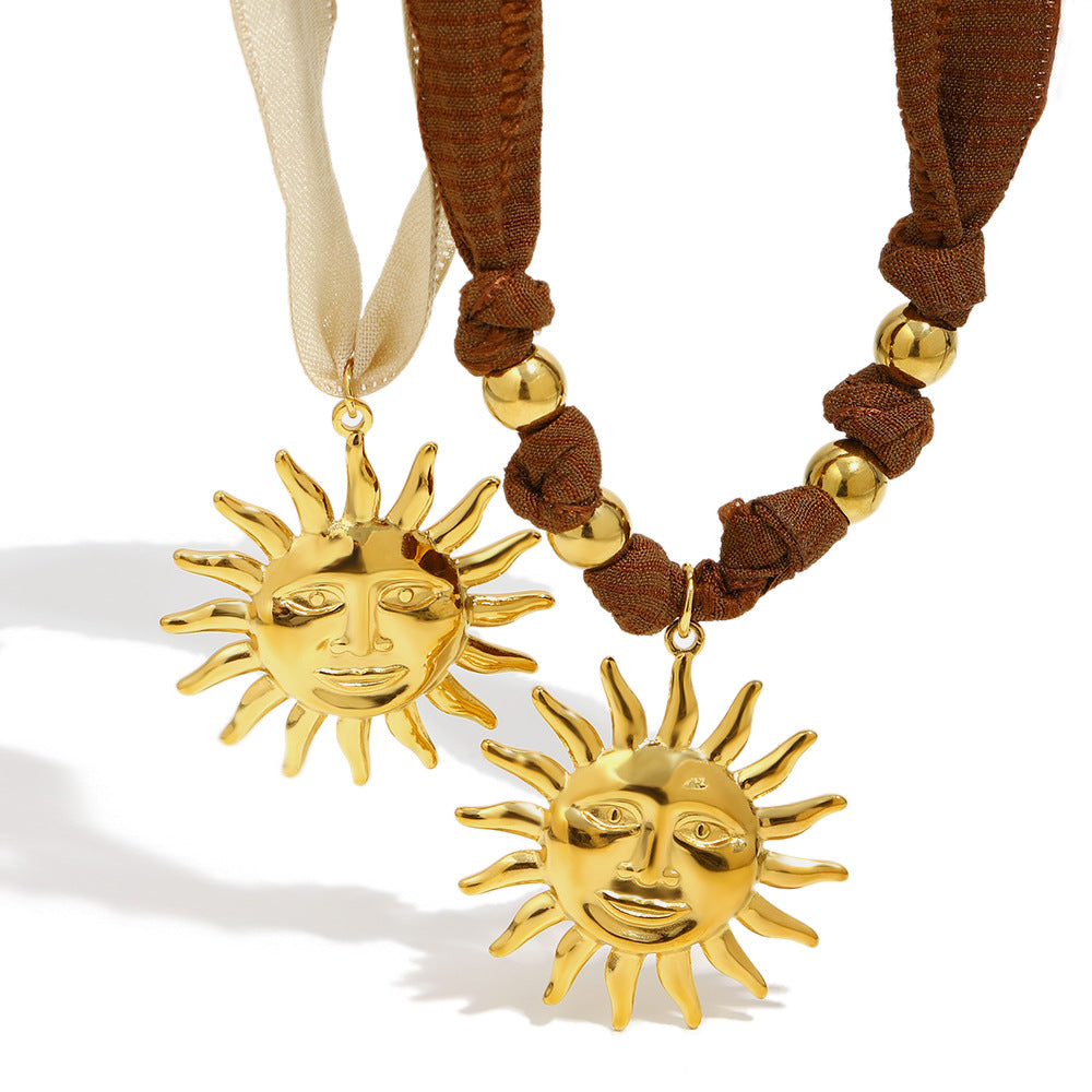 Sun Necklace For Women Featuring 18K Real Gold Plated Finish In Elegant Golden Tone