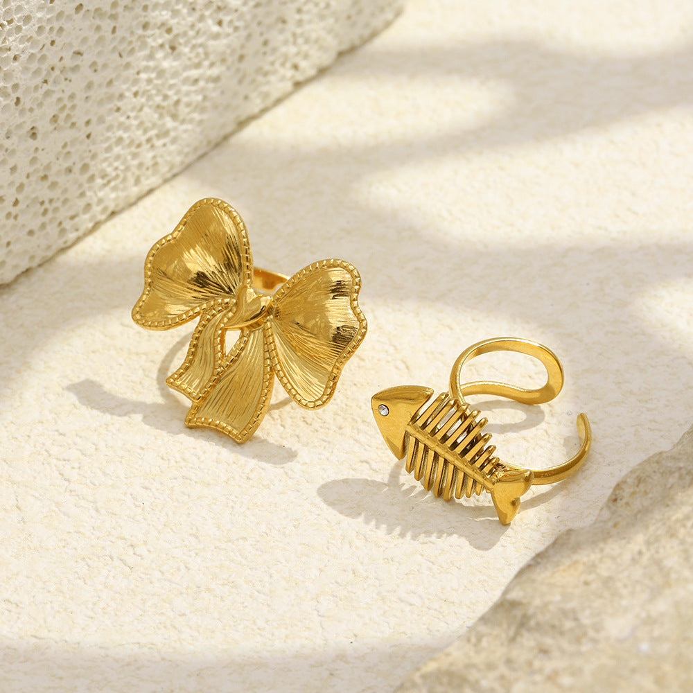 Bow Tie Ring For Men Featuring 18K Real Gold Plated Finish In Elegant Golden Tone