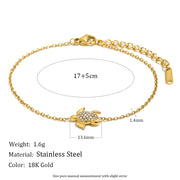 Diamond Ocean Creatures Bracelet - Gold - Turtle