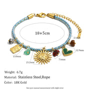 Woven Rope Small Pendant Bracelet - Gold