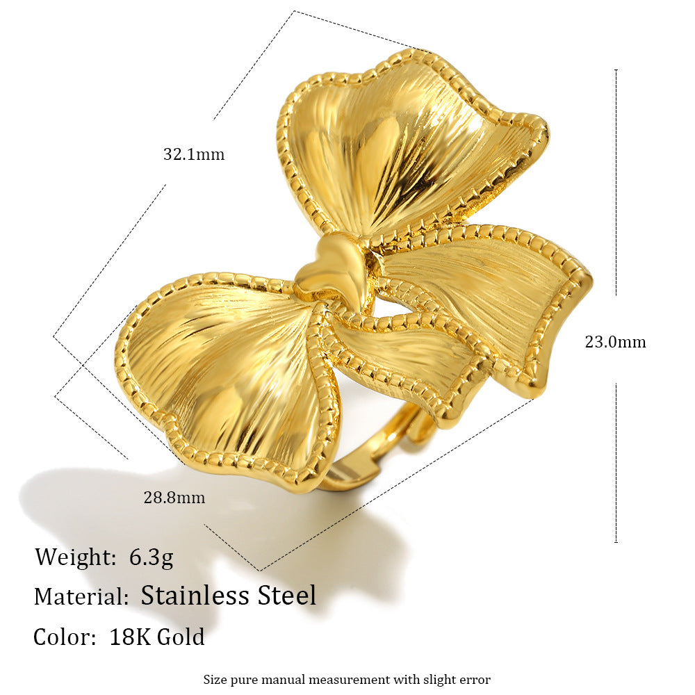 Bow Tie Ring For Men Featuring 18K Real Gold Plated Finish In Elegant Golden Tone