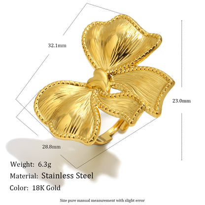 Bow Tie Ring For Men Featuring 18K Real Gold Plated Finish In Elegant Golden Tone