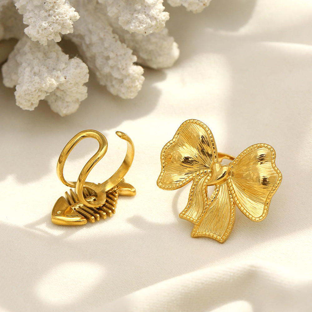 Bow Tie Ring For Men Featuring 18K Real Gold Plated Finish In Elegant Golden Tone