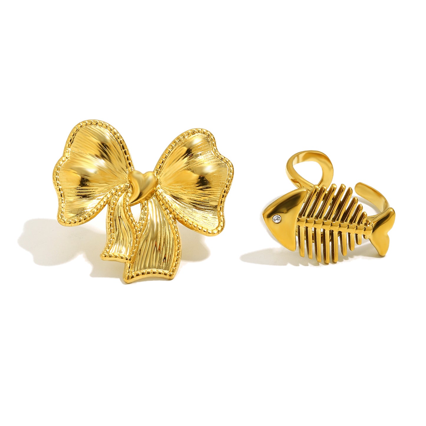 Bow Tie Ring For Men Featuring 18K Real Gold Plated Finish In Elegant Golden Tone