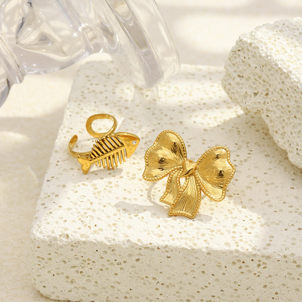 Bow Tie Ring For Men Featuring 18K Real Gold Plated Finish In Elegant Golden Tone