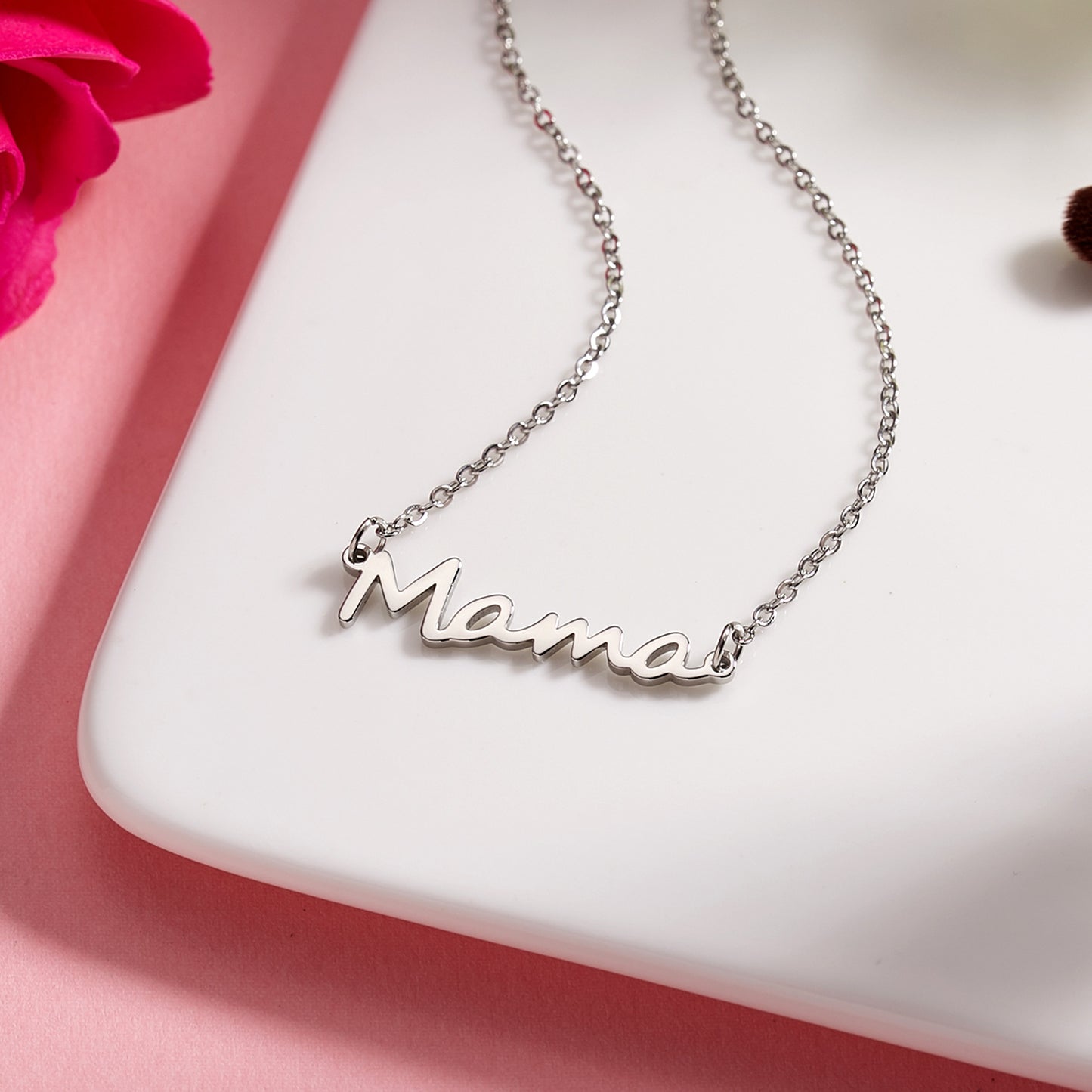 For MAMA Steel Color Alloy Necklace, Elegant And Durable Jewelry Gift