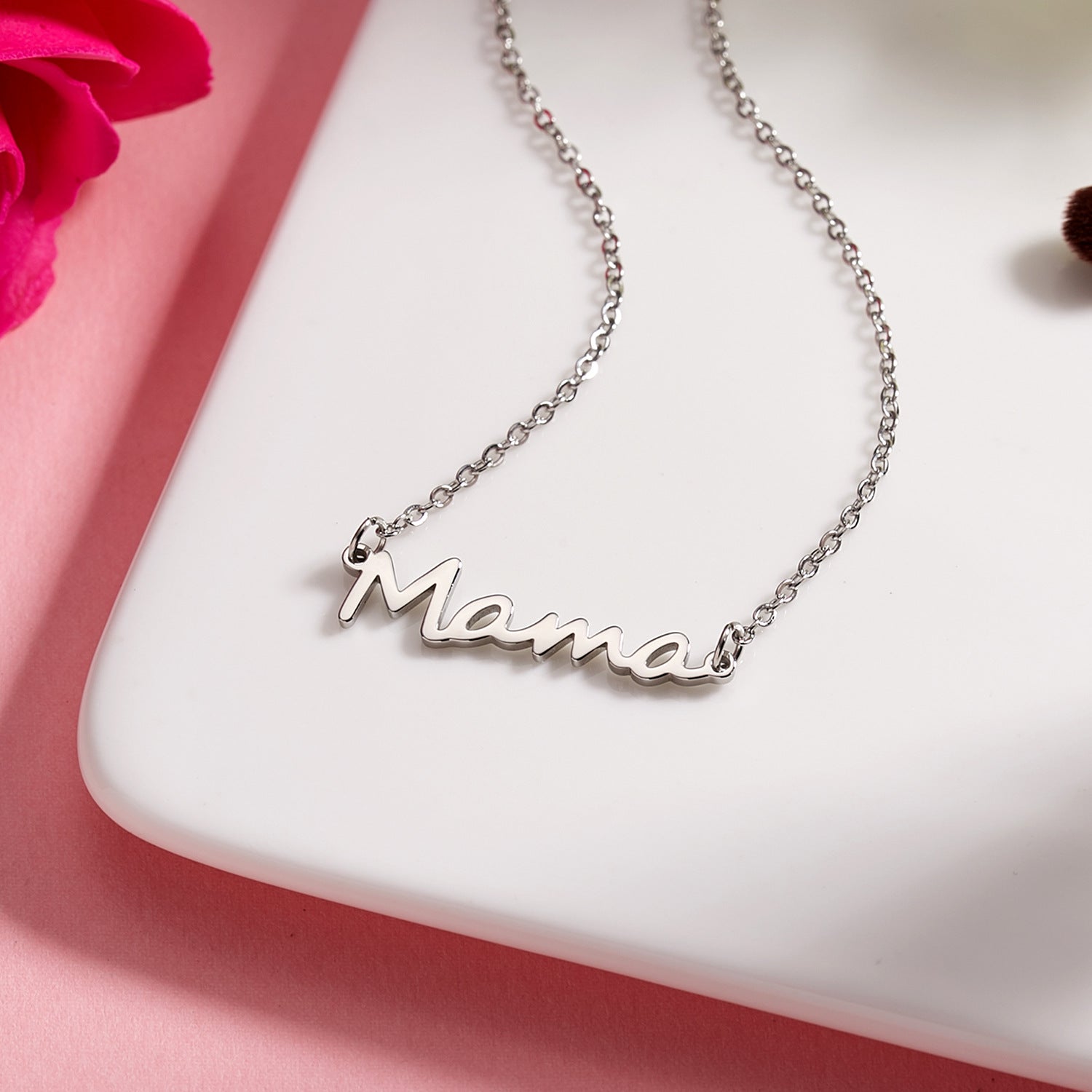 For MAMA Steel Color Alloy Necklace, Elegant And Durable Jewelry Gift