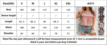 Geometric Casual Short Sleeve Polyester Shirt For Women With Round Neck Featuring Printing