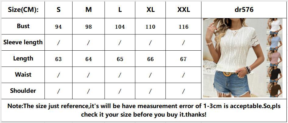 Solid Color Casual Short Sleeve T-shirt For Women In Polyester Fabric Featuring Jacquard Craft