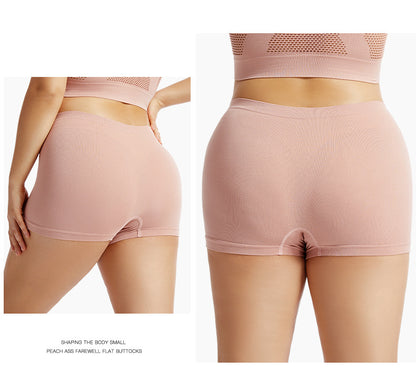 Solid Color Seamless Mid Waist Nylon Panties For Women, Normal Type, Suitable For All Seasons