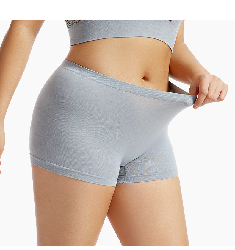 Solid Color Seamless Mid Waist Nylon Panties For Women, Normal Type, Suitable For All Seasons